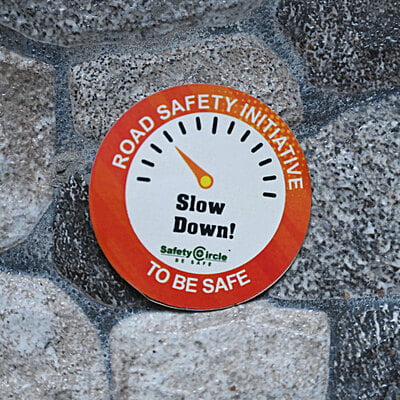 Calm Caution Circle - Slow Down Badge (Blaze Orange)