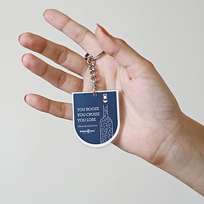 You Booze You Cruise You Lose Keyring (Dark Blue Grey)