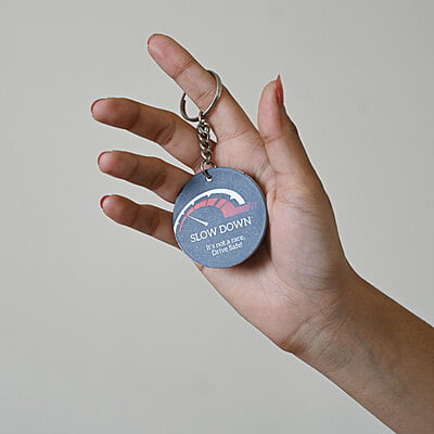 Slow Down Keyring (Dark Blue Grey)