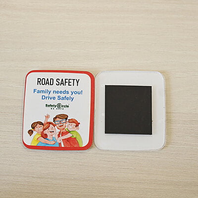 Family Needs You! Drive Safely Fridge Magnet (Red Border)